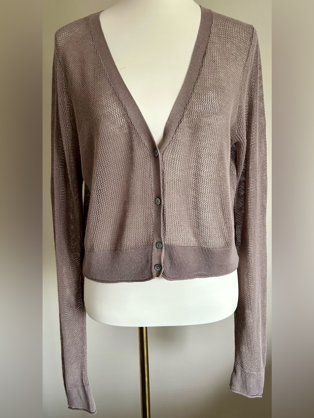 Tommy Bahama Linen Blend Mesh Cardi in Taupe